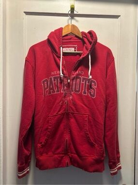 Mitchell & Ness Red Zip Sweatshirt with White Trim